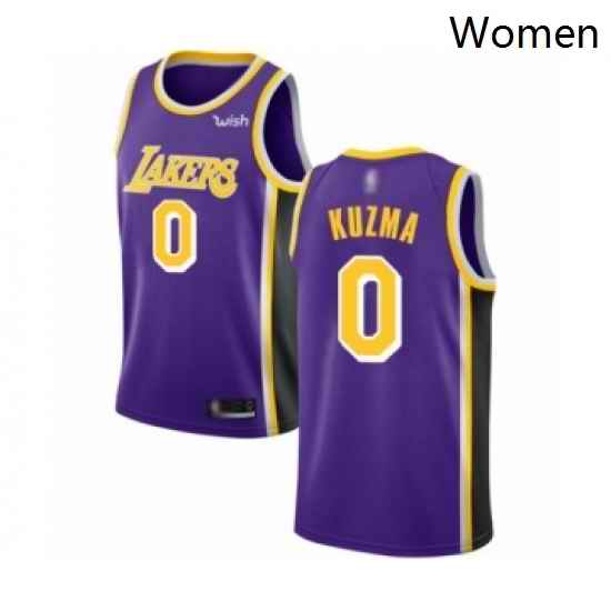 Womens Los Angeles Lakers 0 Kyle Kuzma Authentic Purple Basketball Jerseys Icon Edition